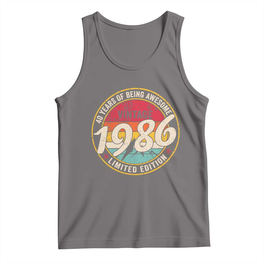 40th Birthday Tank Top Vintage 1986 Limited Edition Funny 40 Year Old Gift