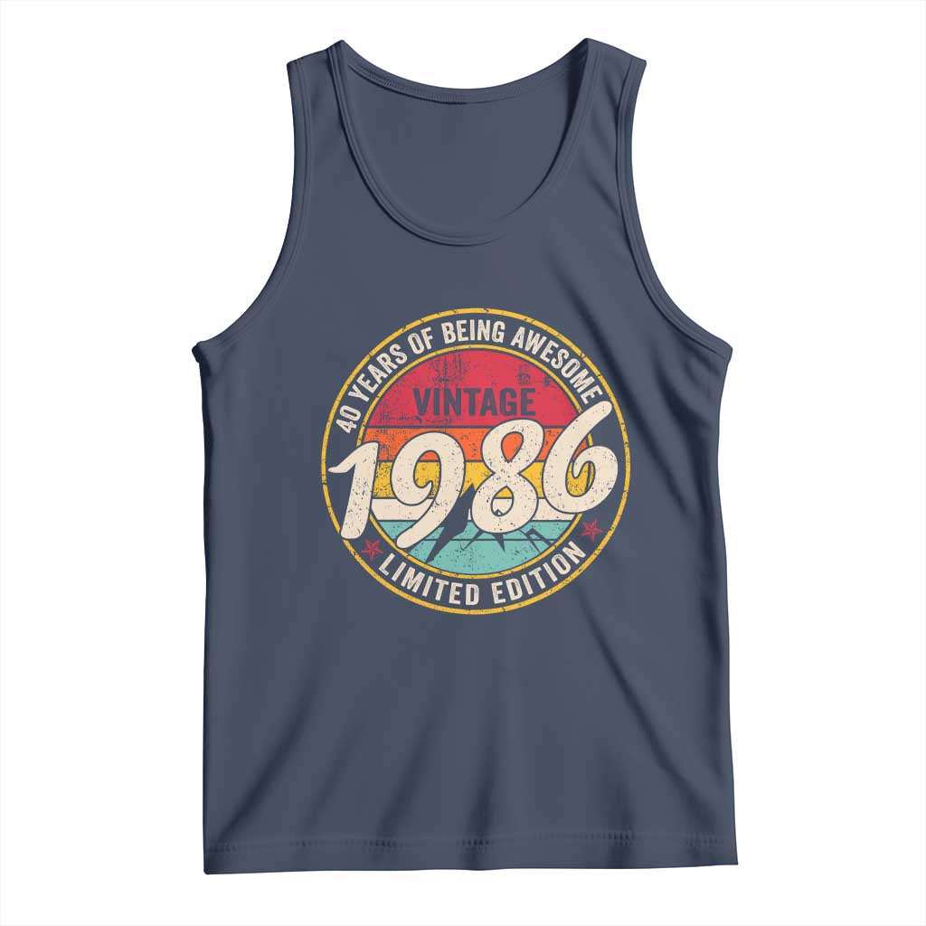 40th Birthday Tank Top Vintage 1986 Limited Edition Funny 40 Year Old Gift