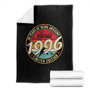 30th Birthday Throw Blanket Vintage 1996 Limited Edition Funny 30 Year Old Gift