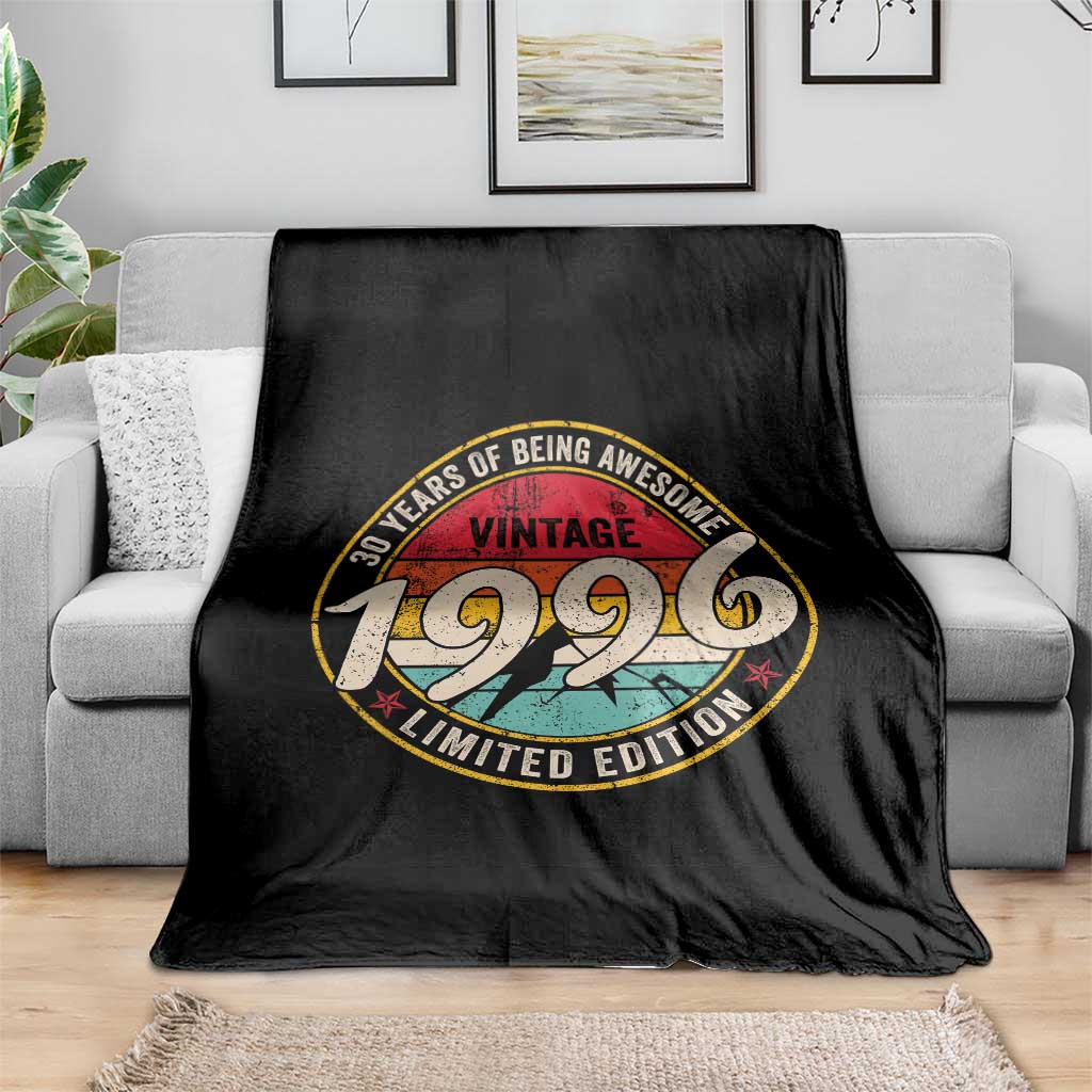 30th Birthday Throw Blanket Vintage 1996 Limited Edition Funny 30 Year Old Gift