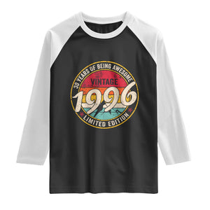 30th Birthday Raglan Shirt Vintage 1996 Limited Edition Funny 30 Year Old Gift