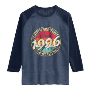 30th Birthday Raglan Shirt Vintage 1996 Limited Edition Funny 30 Year Old Gift