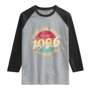 30th Birthday Raglan Shirt Vintage 1996 Limited Edition Funny 30 Year Old Gift