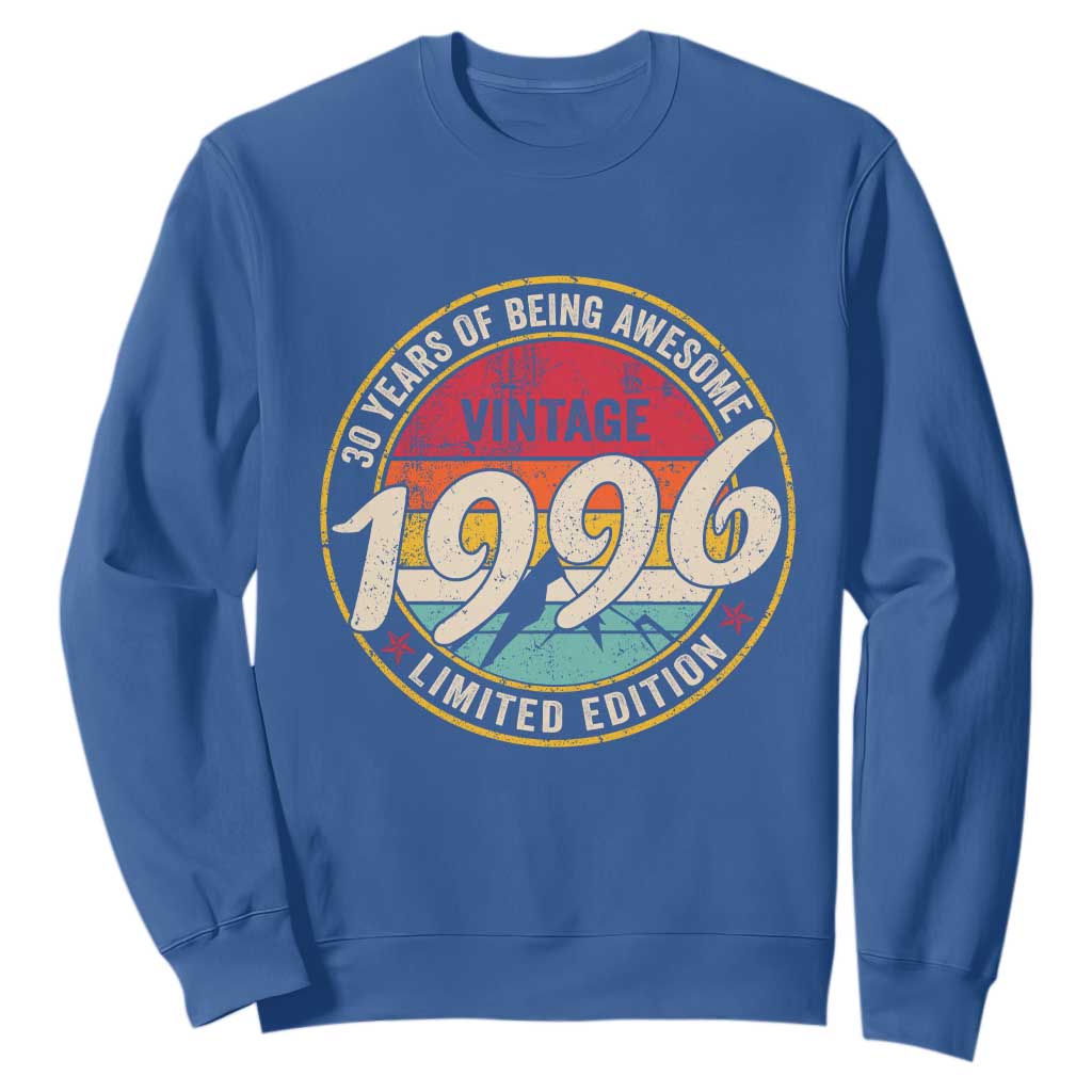 30th Birthday Sweatshirt Vintage 1996 Limited Edition Funny 30 Year Old Gift