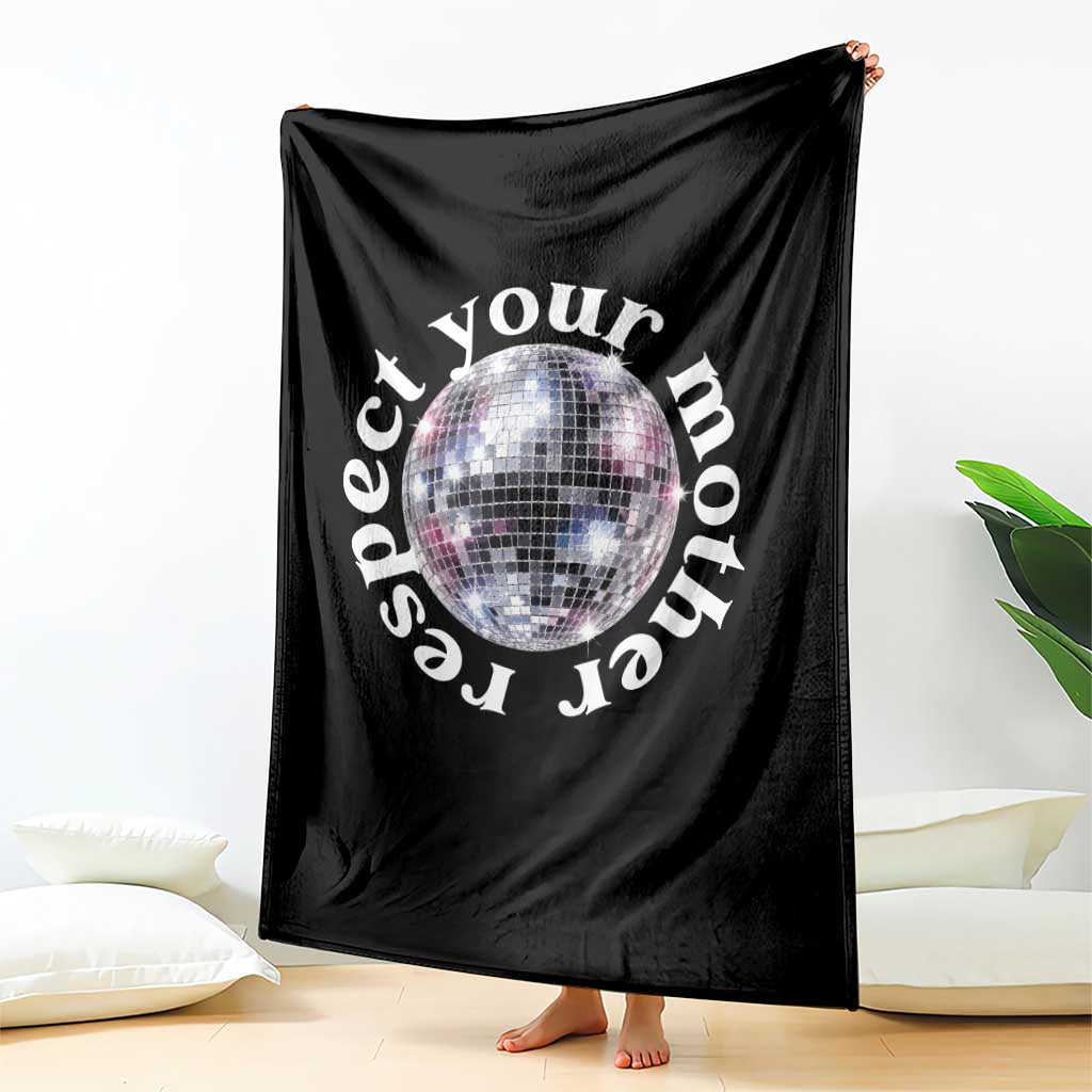 Disco Ball Respect Your Mother Throw Blanket Black and White Concert Mirrorball Retro