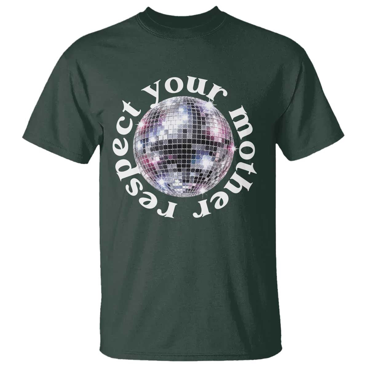 Disco Ball Respect Your Mother T Shirt Black and White Concert Mirrorball Retro