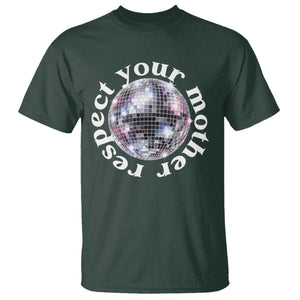 Disco Ball Respect Your Mother T Shirt Black and White Concert Mirrorball Retro