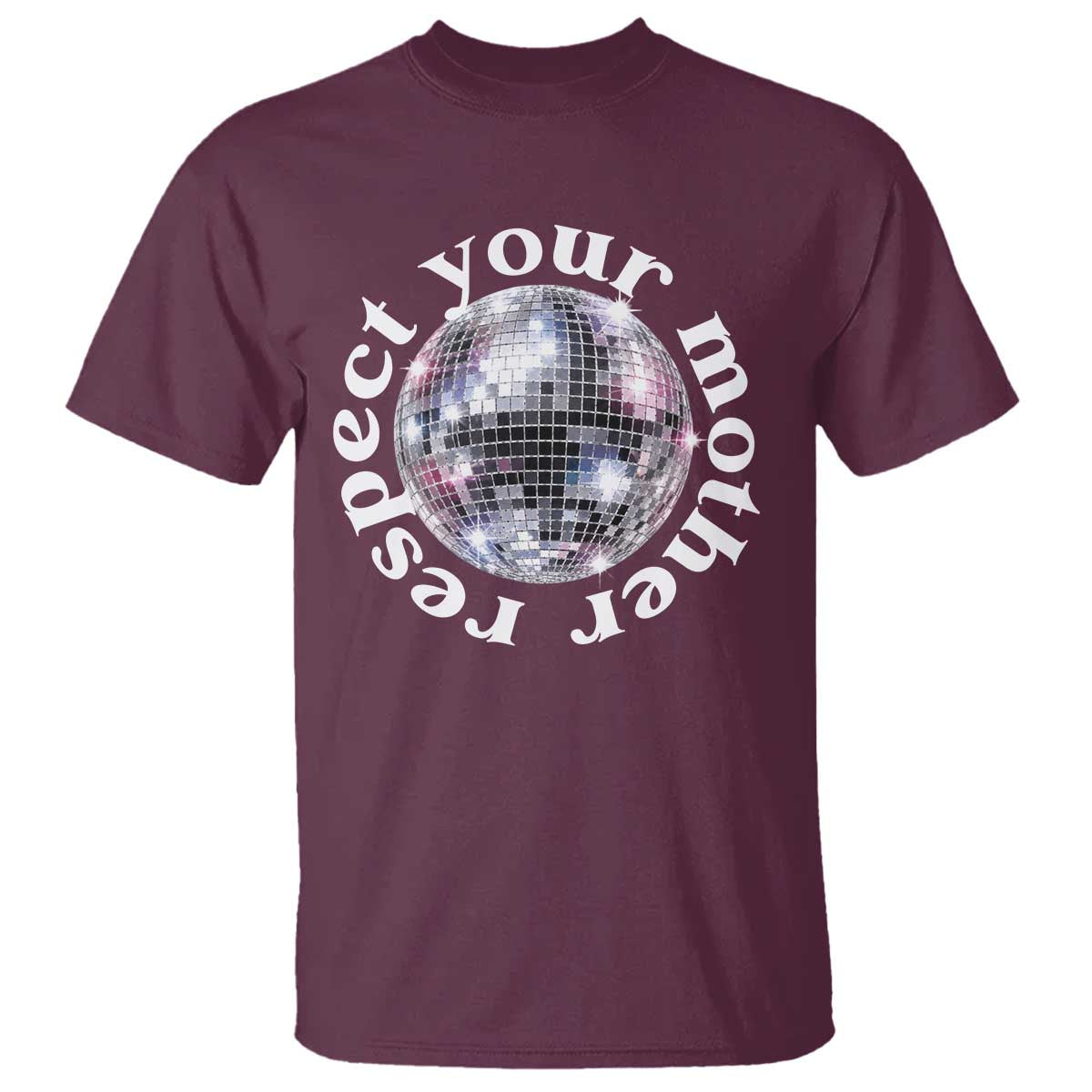 Disco Ball Respect Your Mother T Shirt Black and White Concert Mirrorball Retro