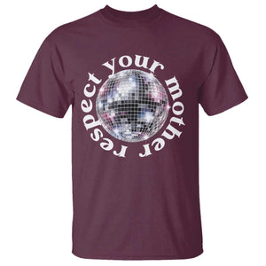 Disco Ball Respect Your Mother T Shirt Black and White Concert Mirrorball Retro