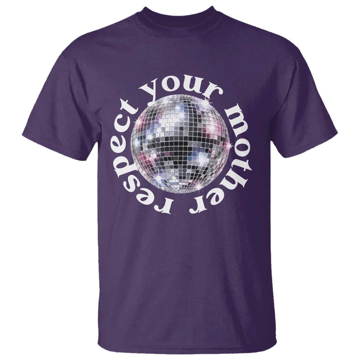 Disco Ball Respect Your Mother T Shirt Black and White Concert Mirrorball Retro