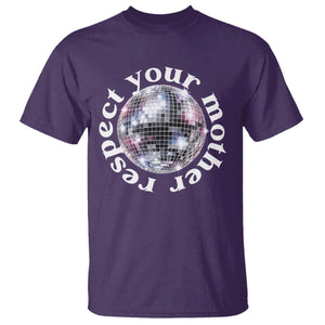 Disco Ball Respect Your Mother T Shirt Black and White Concert Mirrorball Retro