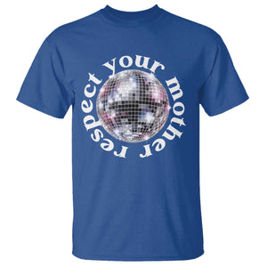 Disco Ball Respect Your Mother T Shirt Black and White Concert Mirrorball Retro