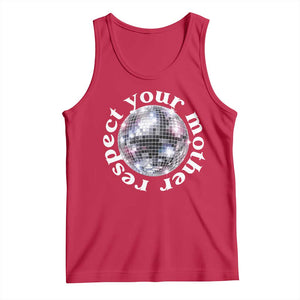 Disco Ball Respect Your Mother Tank Top Black and White Concert Mirrorball Retro
