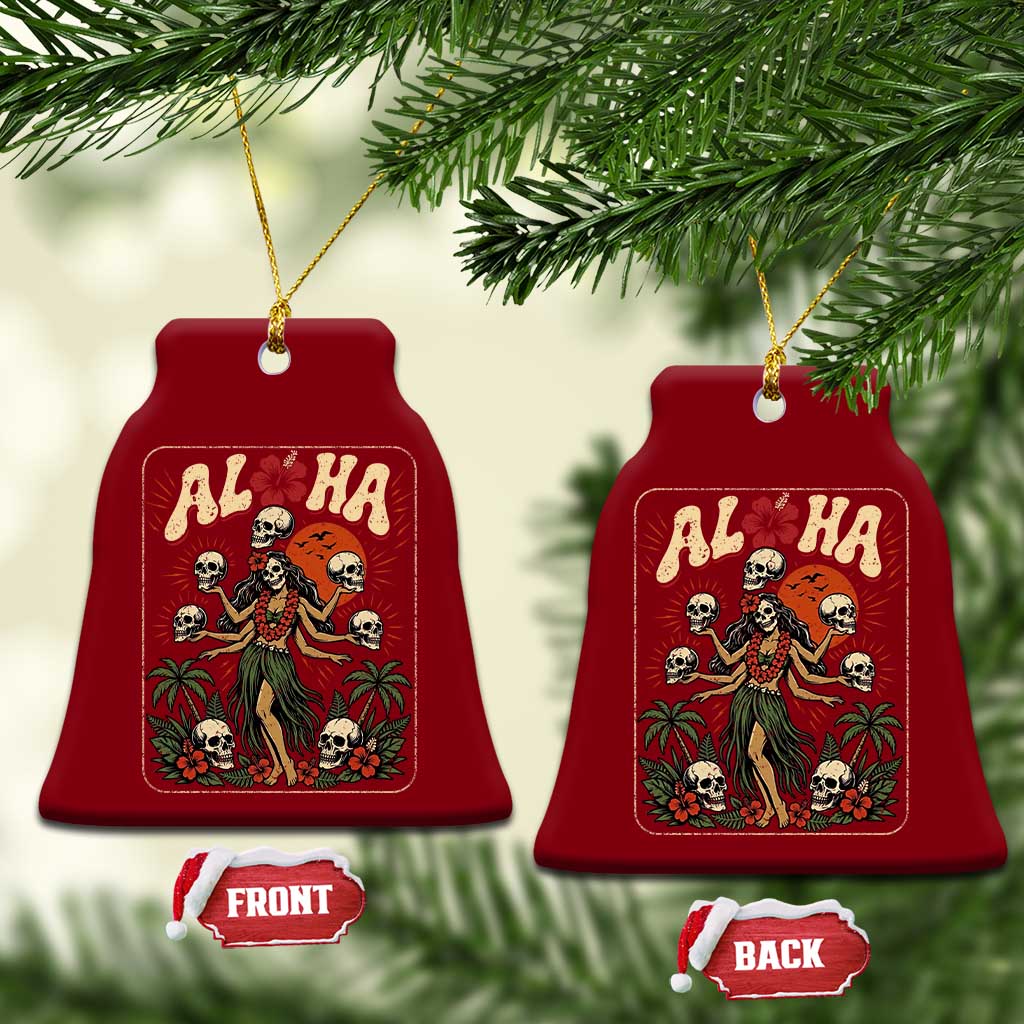 Aloha Skull Ceramic Ornament Hibiscus Flower Hula Dancer Dark Tropical Beach Gothic Hawaiian Vibe TS10 Print Your Wear