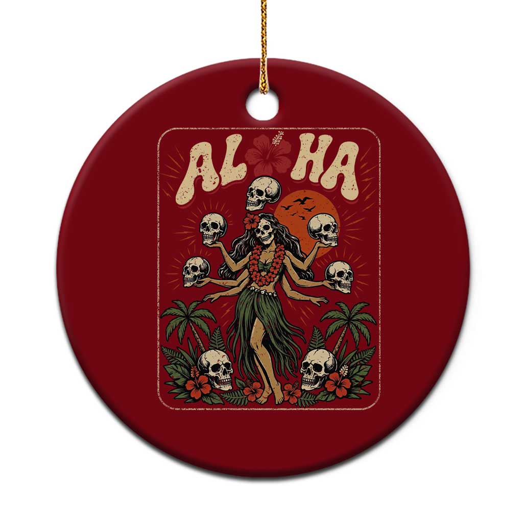 Aloha Skull Ceramic Ornament Hibiscus Flower Hula Dancer Dark Tropical Beach Gothic Hawaiian Vibe TS10 1pc Red Print Your Wear