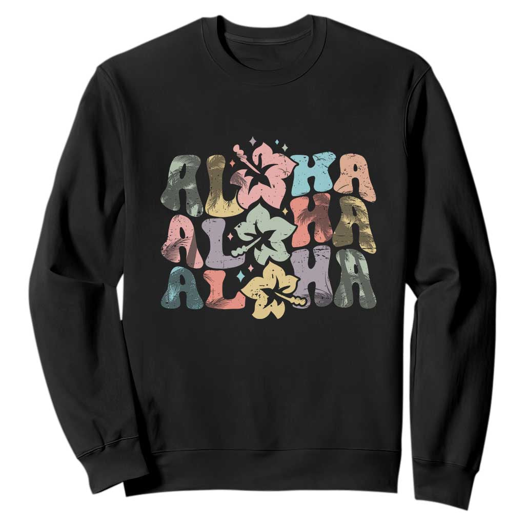 Aloha Sweatshirt Hawaiian Hawaii Trip Family Vacation Hibiscus Flowers TS10 Black Print Your Wear