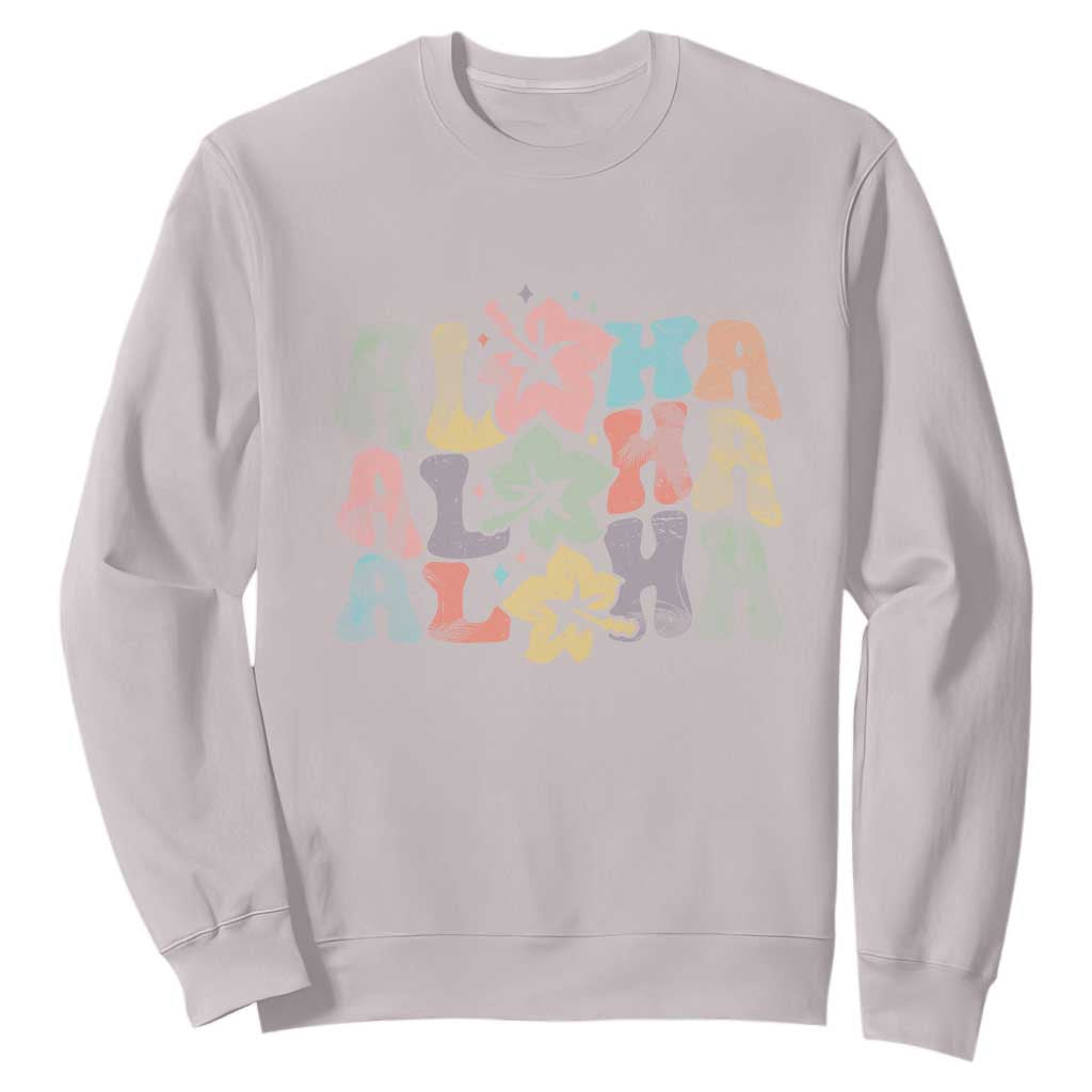 Aloha Sweatshirt Hawaiian Hawaii Trip Family Vacation Hibiscus Flowers TS10 Ice Gray Print Your Wear