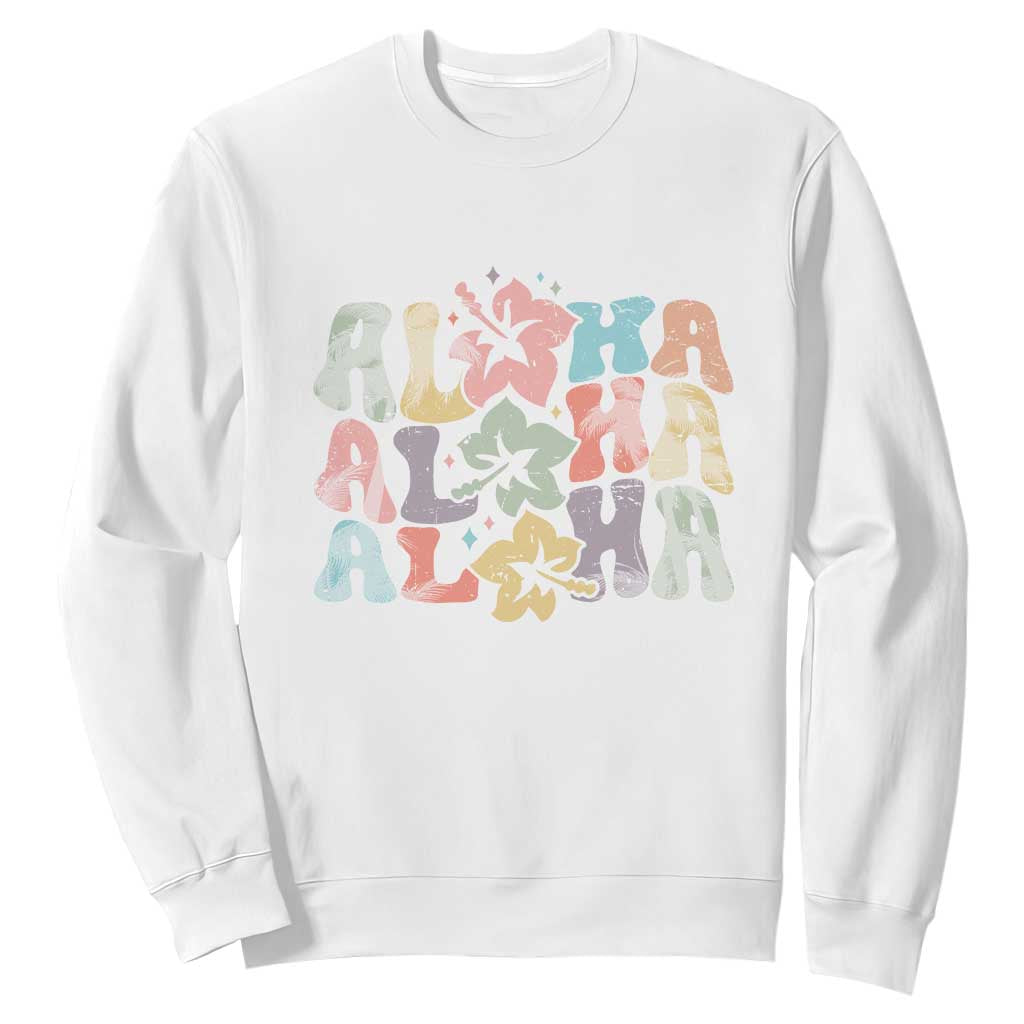 Aloha Sweatshirt Hawaiian Hawaii Trip Family Vacation Hibiscus Flowers TS10 White Print Your Wear