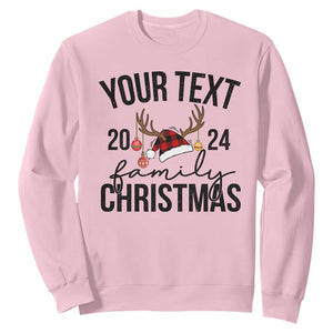 Personalized Matching Family Christmas Sweatshirt Custom Name Xmas Gift TS10 Light Pink Print Your Wear