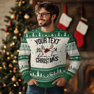 Personalized Matching Family Christmas Ugly Christmas Sweater Custom Name Xmas Gift TS10 Green Print Your Wear