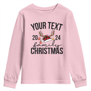 Personalized Matching Family Christmas Youth Sweatshirt Custom Name Xmas Gift TS10 Light Pink Print Your Wear