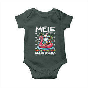 Mele Kalikimaka Hawaiian Christmas Santa Baby Onesie Palm Tree Beach Tropical Hawaii Xmas TS10 Dark Forest Green Print Your Wear