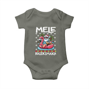 Mele Kalikimaka Hawaiian Christmas Santa Baby Onesie Palm Tree Beach Tropical Hawaii Xmas TS10 Military Green Print Your Wear