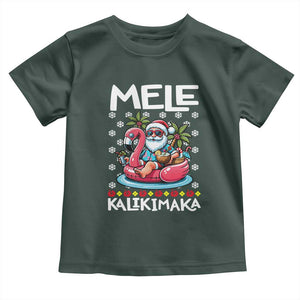 Mele Kalikimaka Hawaiian Christmas Santa Baby Shirt Palm Tree Beach Tropical Hawaii Xmas TS10 Dark Forest Green Print Your Wear