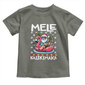 Mele Kalikimaka Hawaiian Christmas Santa Baby Shirt Palm Tree Beach Tropical Hawaii Xmas TS10 Military Green Print Your Wear