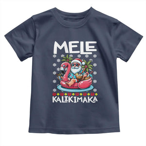 Mele Kalikimaka Hawaiian Christmas Santa Baby Shirt Palm Tree Beach Tropical Hawaii Xmas TS10 Navy Print Your Wear