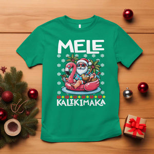 Mele Kalikimaka Hawaiian Christmas Santa T Shirt Palm Tree Beach Tropical Hawaii Xmas TS10 Irish Green Print Your Wear