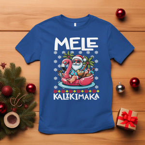 Mele Kalikimaka Hawaiian Christmas Santa T Shirt Palm Tree Beach Tropical Hawaii Xmas TS10 Royal Blue Print Your Wear