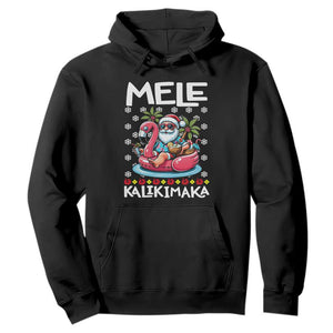 Mele Kalikimaka Hawaiian Christmas Santa Hoodie Palm Tree Beach Tropical Hawaii Xmas TS10 Black Print Your Wear