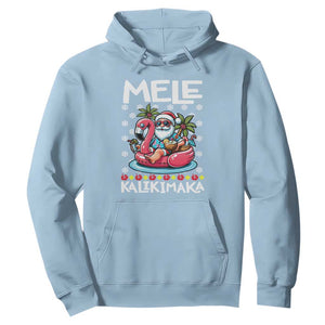 Mele Kalikimaka Hawaiian Christmas Santa Hoodie Palm Tree Beach Tropical Hawaii Xmas TS10 Light Blue Print Your Wear