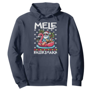 Mele Kalikimaka Hawaiian Christmas Santa Hoodie Palm Tree Beach Tropical Hawaii Xmas TS10 Navy Print Your Wear