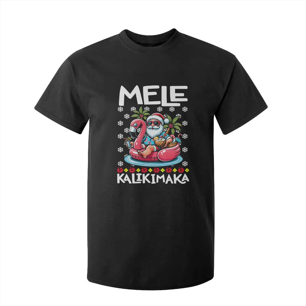 Mele Kalikimaka Hawaiian Christmas Santa T Shirt For Kid Palm Tree Beach Tropical Hawaii Xmas TS10 Black Print Your Wear