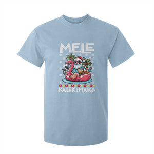 Mele Kalikimaka Hawaiian Christmas Santa T Shirt For Kid Palm Tree Beach Tropical Hawaii Xmas TS10 Light Blue Print Your Wear