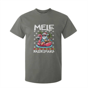 Mele Kalikimaka Hawaiian Christmas Santa T Shirt For Kid Palm Tree Beach Tropical Hawaii Xmas TS10 Military Green Print Your Wear