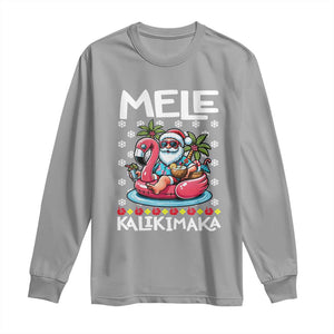 Mele Kalikimaka Hawaiian Christmas Santa Long Sleeve Shirt Palm Tree Beach Tropical Hawaii Xmas TS10 Sport Gray Print Your Wear