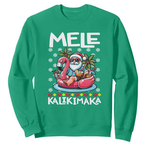 Mele Kalikimaka Hawaiian Christmas Santa Sweatshirt Palm Tree Beach Tropical Hawaii Xmas TS10 Irish Green Print Your Wear