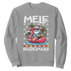 Mele Kalikimaka Hawaiian Christmas Santa Sweatshirt Palm Tree Beach Tropical Hawaii Xmas TS10 Sport Gray Print Your Wear