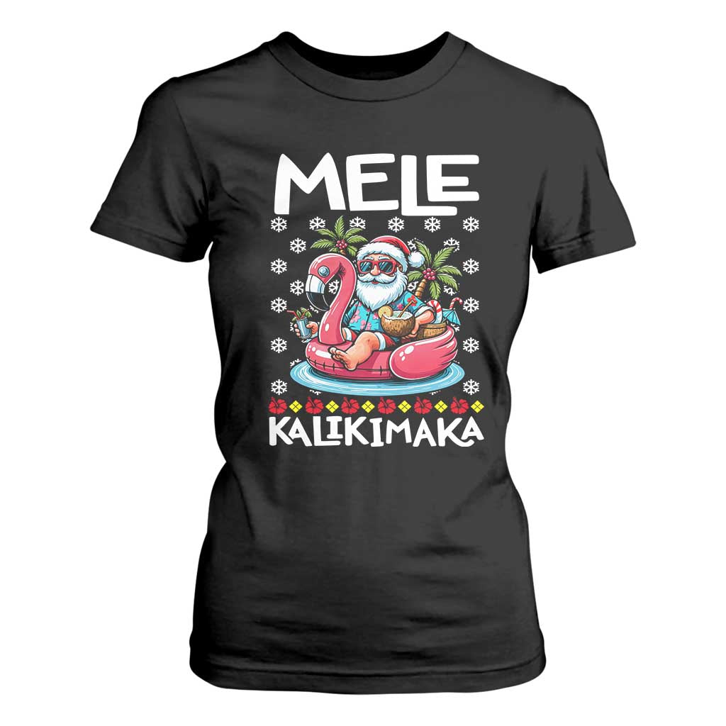 Mele Kalikimaka Hawaiian Christmas Santa T Shirt For Women Palm Tree Beach Tropical Hawaii Xmas TS10 Black Print Your Wear