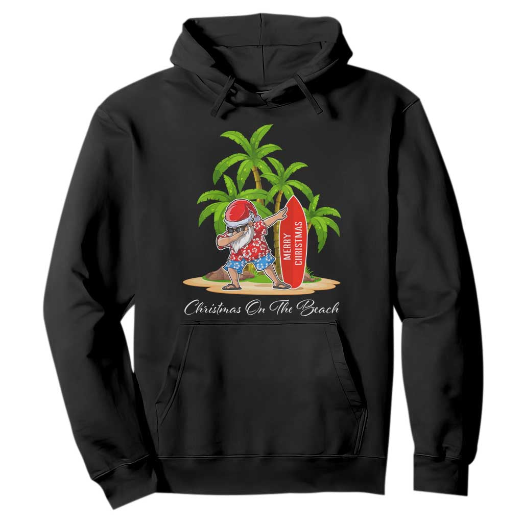 Hawaiian Christmas Santa Hoodie Christmas On The Beach Vacation TS10 Black Print Your Wear