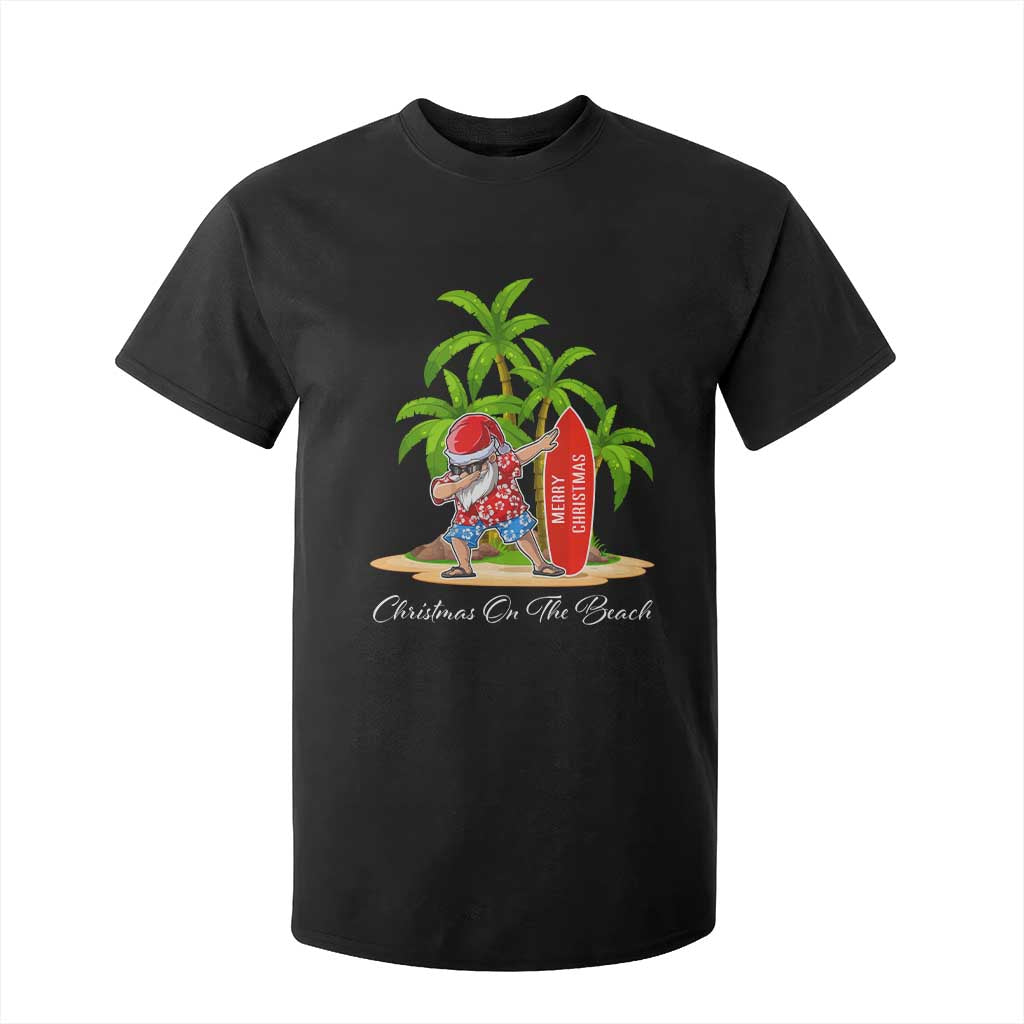 Hawaiian Christmas Santa T Shirt For Kid Christmas On The Beach Vacation TS10 Black Print Your Wear