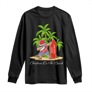 Hawaiian Christmas Santa Long Sleeve Shirt Christmas On The Beach Vacation TS10 Black Print Your Wear