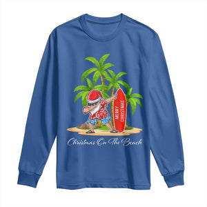 Hawaiian Christmas Santa Long Sleeve Shirt Christmas On The Beach Vacation TS10 Royal Blue Print Your Wear