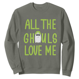 Halloween Boo Ghost Cute Costume Sweatshirt Funny All The Ghouls Love Me Shirt Boys Toddler Girls Kids Youth TS10 Military Green Print Your Wear