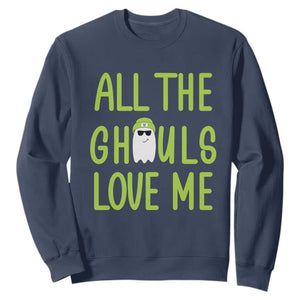 Halloween Boo Ghost Cute Costume Sweatshirt Funny All The Ghouls Love Me Shirt Boys Toddler Girls Kids Youth TS10 Navy Print Your Wear