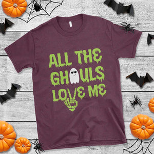 Halloween Skeleton Boo Ghost Cute Costume T Shirt Funny All The Ghouls Love Me Shirt Boys Toddler Girls Kids Youth TS10 Maroon Print Your Wear