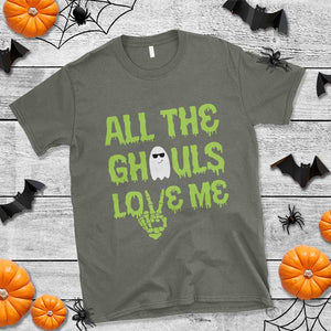 Halloween Skeleton Boo Ghost Cute Costume T Shirt Funny All The Ghouls Love Me Shirt Boys Toddler Girls Kids Youth TS10 Military Green Print Your Wear